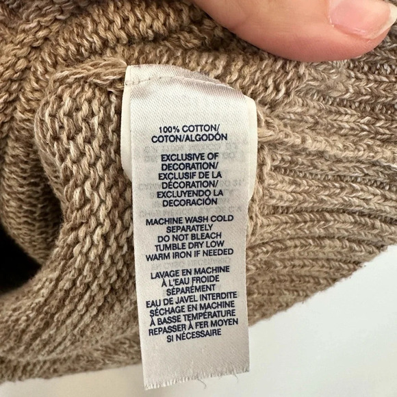 Chaps 100% Cotton Tan Sweater with elbow patches Size XXL - Picture 6 of 12